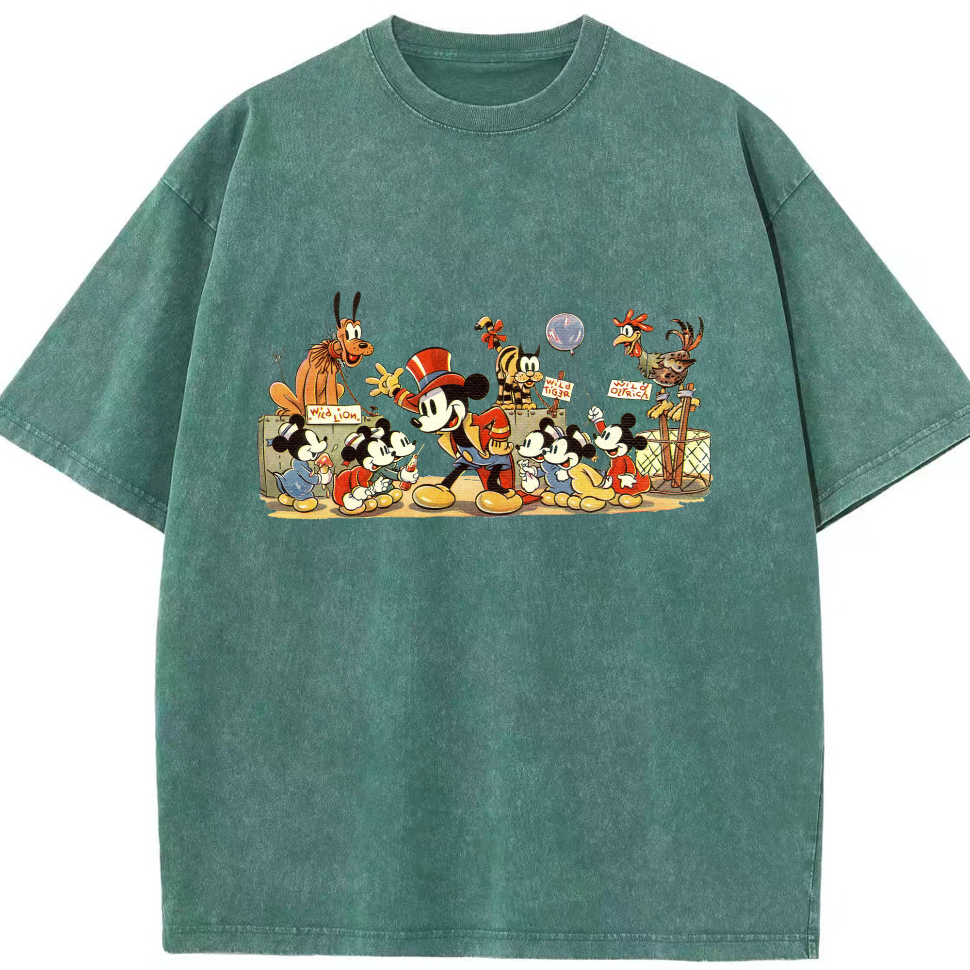 （画像用） ミッキーマウス Mickey Mouse 綿100% ヴィンテージ風 半袖Tシャツ（フロントプリント）